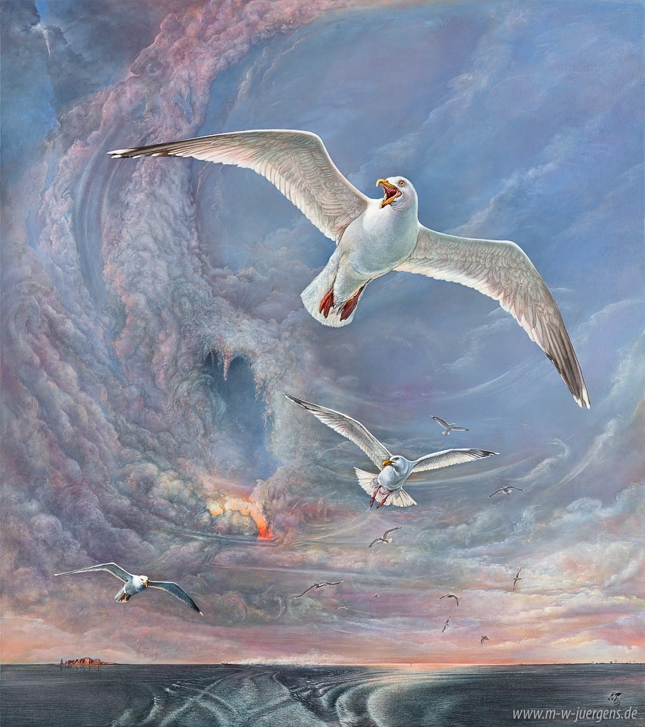 New Realism Art, Manfred W. Juergens, Sea Gulls, Helgoland