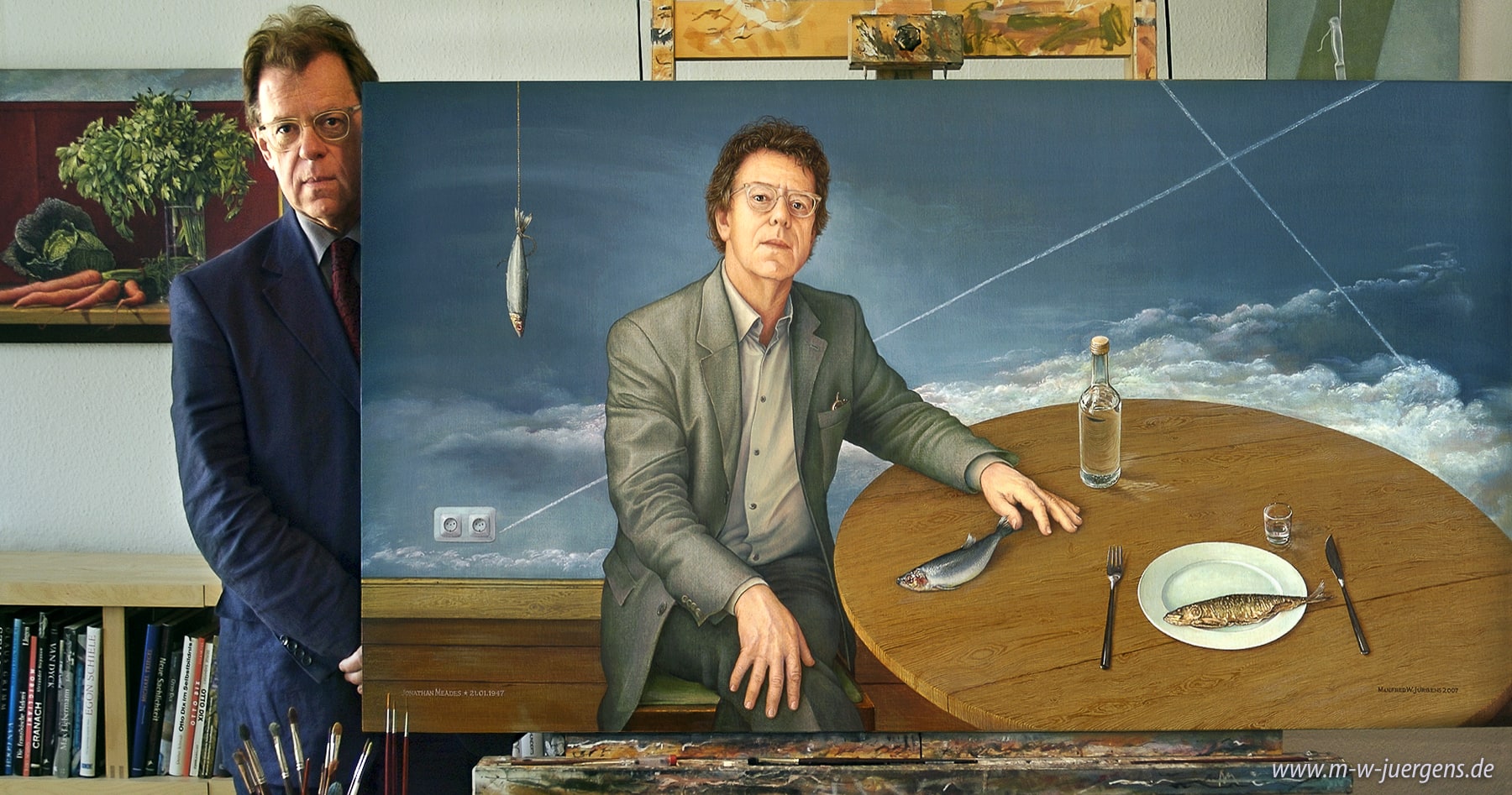 Pittura a olio, Ritratto di Manfred W. Jürgens, Ritratti pittura quadri, quadri su tavola